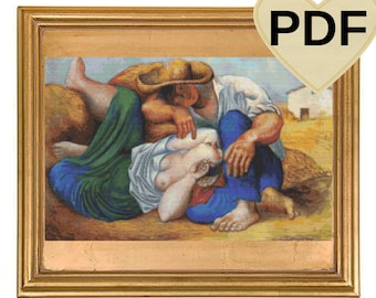 Pablo Picasso Kreuzstich Stickmuster: Schlafende Bauern Stickerei (Instant Download)