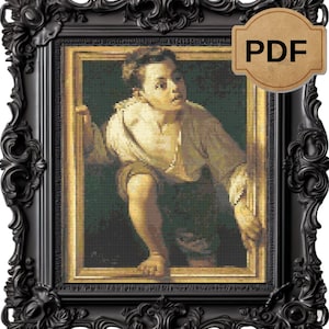 Cross stitch pattern Escaping criticism by pere borrel del caso, PDF embroidery pattern, Instant download, masterpiece, famous painting art