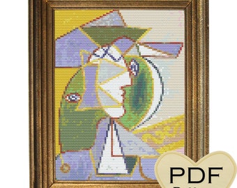 Picasso Woman in a Hat Cross Stitch Pattern: Masterpiece Embroidery (PDF Pattern)