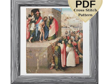 Ecce Homo Kreuzstichmuster, Bosch Malerei, Mittelalterliche Kunst (PDF Muster)