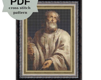 Saint Peter Rubens Kreuzstichmuster | Religiöse Barocke Kunst (PDF Download)