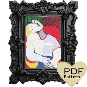 Picasso&#39;s &#39;The Dream&#39; Cross Stitch Pattern (PDF Pattern)