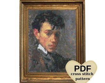 Pablo Picasso Self-Portrait Cross Stitch Pattern, Full Coverage (PDF Pattern)