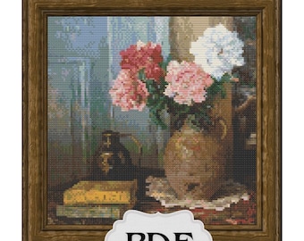 Maxime Maufra Kreuzstich-Muster: Vase mit Blumen (PDF-Muster)