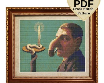 Magritte's Philosopher's Lamp Cross Stitch Pattern (Digital Download)