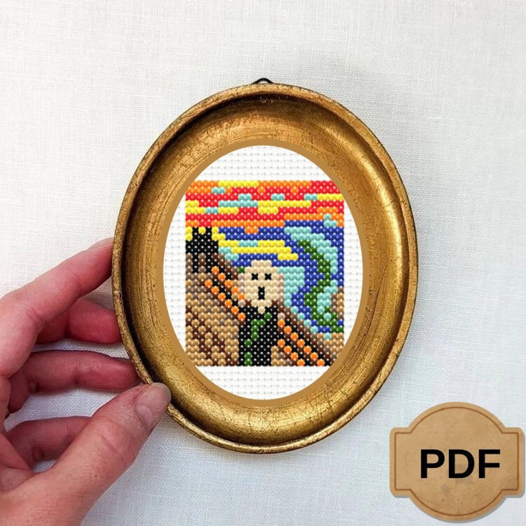 MINI the Scream Cross Stitch Pattern Famous Painting Edvard Etsy