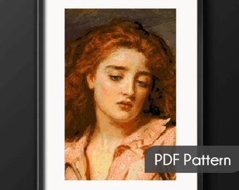 The Martyr of Solway Cross Stitch Pattern: John Everett Millais (PDF Pattern)