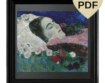 Klimt Ria Munk Cross Stitch Pattern: Famous Painting Embroidery Art (Digital Download)