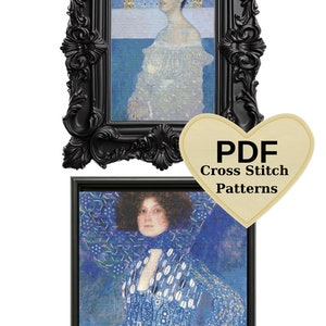 Gustav Klimt Kreuzstichmuster: 2 berühmte Gemälde (EBOOK, Instant Download)