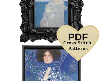 Gustav Klimt Kreuzstichmuster: 2 berühmte Gemälde (EBOOK, Instant Download)