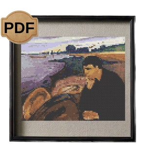 Edvard Munch&#39;s Melancholy Cross Stitch Pattern: Famous Painting (PDF Pattern)