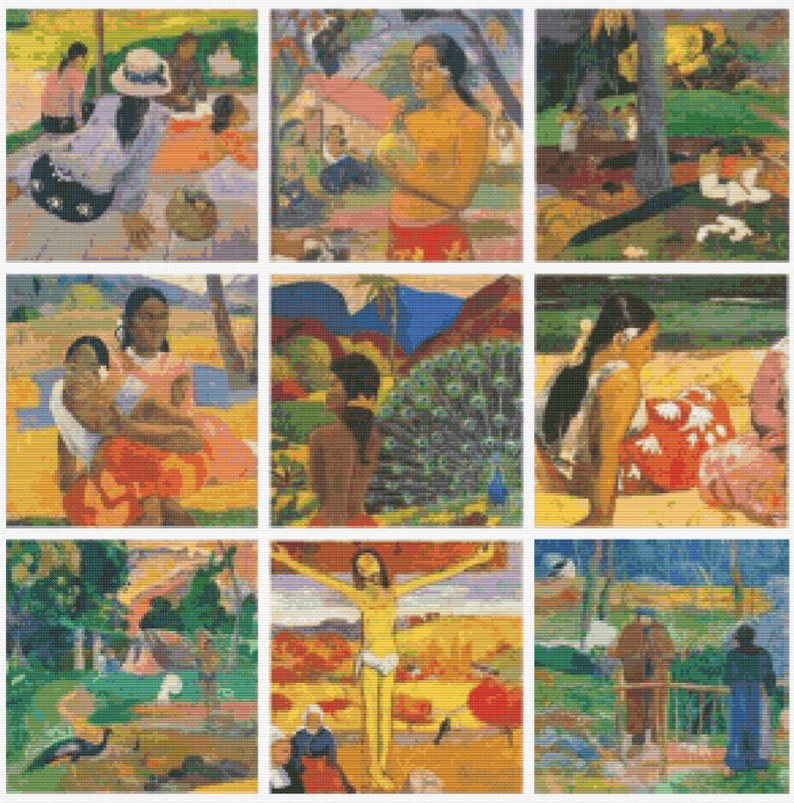 Paul Gauguin-målningar Korsstygnsmönster: Minikonstpaket (PDF) bild 4