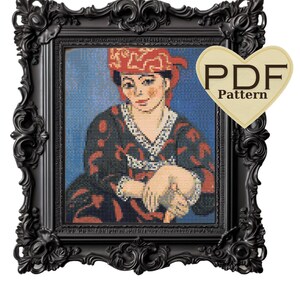 Henri Matisse Cross Stitch Pattern, Madame Matisse, The Red Madras Headdress (PDF Pattern)