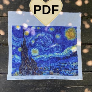 The Starry Night Van Gogh Cross Stitch PDF Pattern, Famous Painting, Digital Download, wall decor, popular cross stitch, Bestseller X stitch