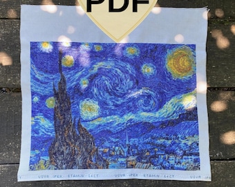 Sternenklare Nacht Kreuzstichmuster: Van Gogh Berühmt Gemälde (PDF Download)