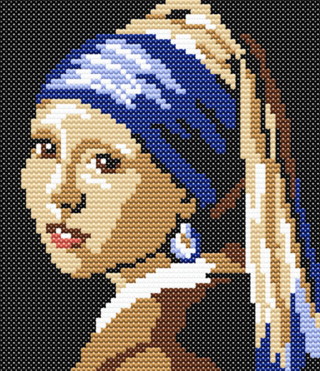 MINI Girl With a Pearl Earring Cross Stitch Pattern Johannes Etsy