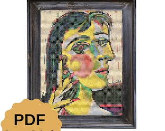 Picasso's Portrait de Dora Maar Cross Stitch Pattern (PDF Download)