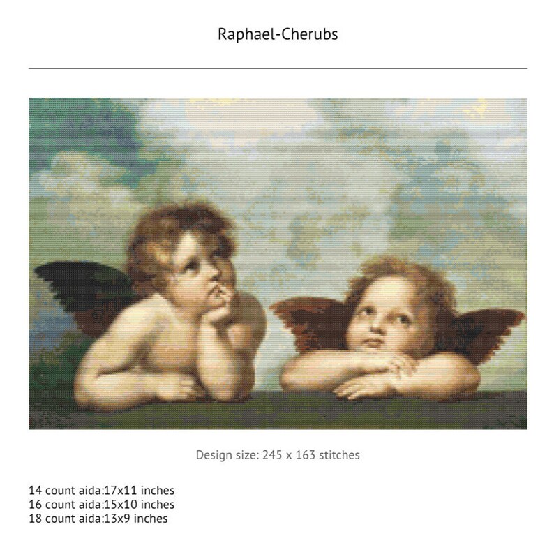 Rahael Is One Pattern Cherubs of the Sistine Madonna Cross Stitch Pattern: Raphael Painting ...