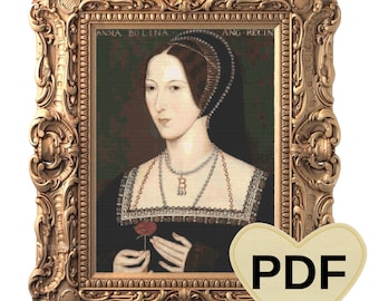 Anne Boleyn Cross Stitch Pattern: Queen Consort Portrait (PDF Pattern)