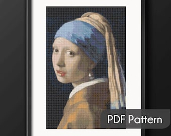 Girl with a Pearl Earring Cross Stitch Pattern: Vermeer Masterpiece (PDF)