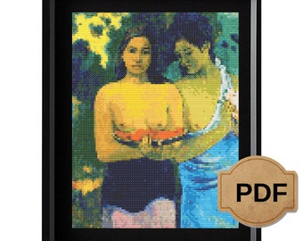 Gauguin - Two Tahitian Women Cross Stitch Pattern (Digital Download)