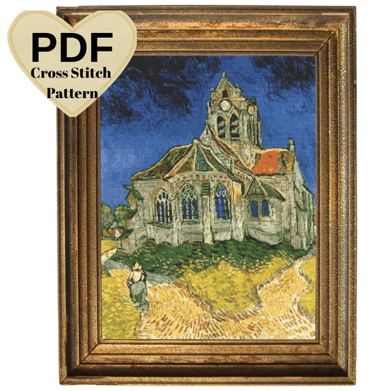 ゴッホのオーヴェル教会のクロスステッチパターン（PDF） - Etsy 日本