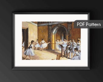 バレリーナのクロスステッチパターン、有名な絵画、Xステッチチャート