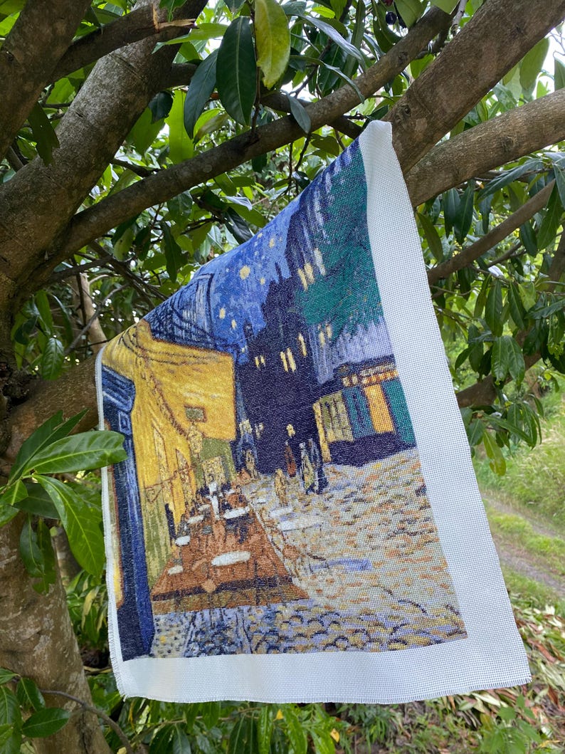 Patrón de punto de cruz de la terraza del café de Van Gogh por la noche, bordado de una famosa pintura (patrón en PDF) imagen 7