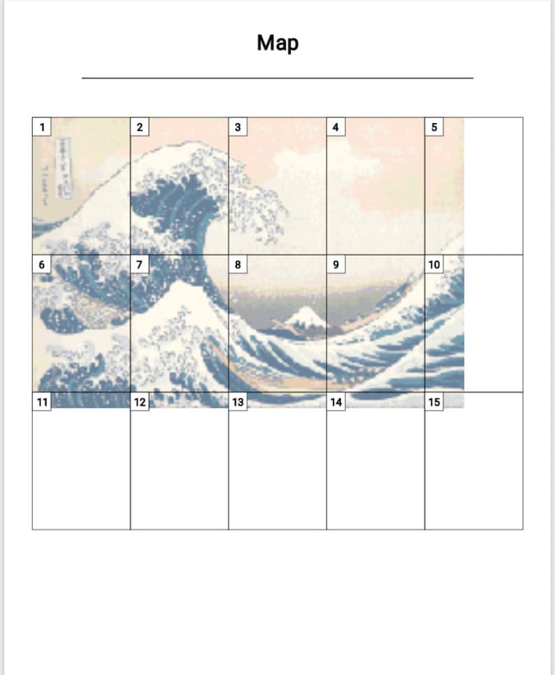 The Great Wave Cross Stitch Pattern, Katsushika Hokusai, Kanagawa