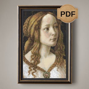 Venus and Mars Cross Stitch Pattern, Sandro Botticelli, Venus details pattern, Masterpiece artwork, famous painting, Instant download, PDF