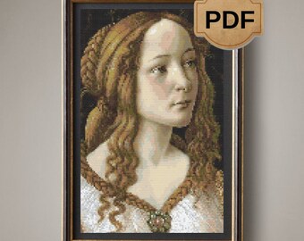Botticelli Venus und Mars Kreuzstichmuster PDF, Digitaler Download, Meisterwerke Kunstwerk