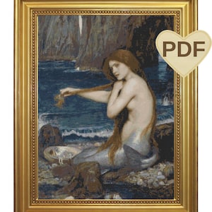 Patrón de punto de cruz &quot;Una sirena&quot;: Obra de John William Waterhouse (PDF)