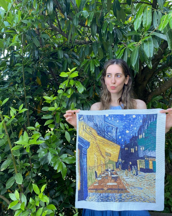 Van Gogh Cafe Terrace at Night Cross Stitch Pattern, Famous Painting Embroidery (PDF Pattern)