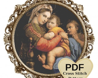 Madonna della Seggiola von Raphael: Großes Kreuzstichmuster (PDF)