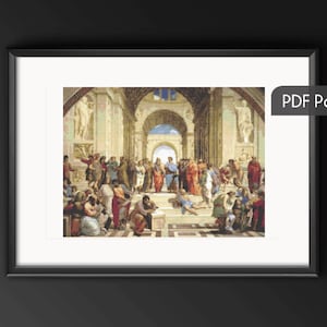 The School of Athens Cross stitch pattern, Raffaello Sanzio, by Raphael, Italian Renaissance, apostolic palace, INSTANT download, PDF,famous