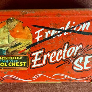 Erector Set by Gilbert  with Hand Lettering and Hand Pinstriped
