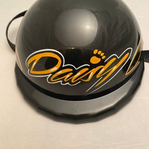 Dog/Cat Custom Lettering (Daisy) and Pinstriping Motorcycle Helmet