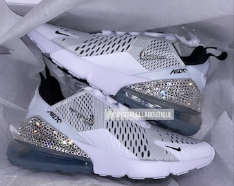 Bling Women’s Air Max 270 White Sneakers Customised with Crystals, Perfect Valentines Gift, Gift for my girl, gift for my wife, special