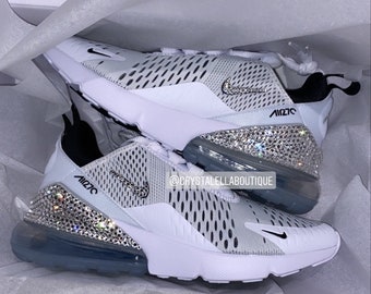 Bling Women’s Air Max 270 White Sneakers Customised with Crystals, Perfect Valentines Gift, Gift for my girl, gift for my wife, special