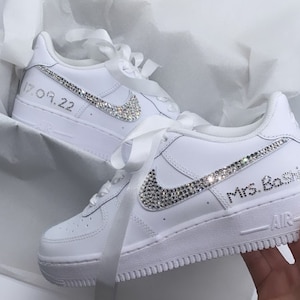 Personalised Air Force 1 White Wedding Sneakers // Blinged Out With ...