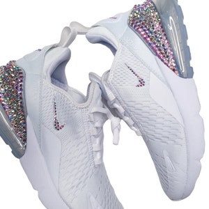 Custom Air Max 270 All White Sneakers Blinged Out With AB Crystals Custom Bling trainers, Valentines day gift for my women