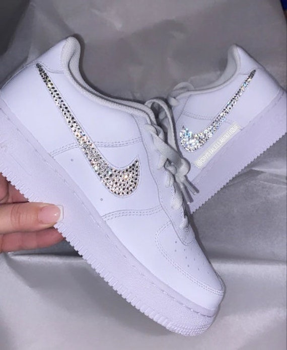 Swarovski Women's Air Force 1 All White Low Sneakers - Etsy 日本