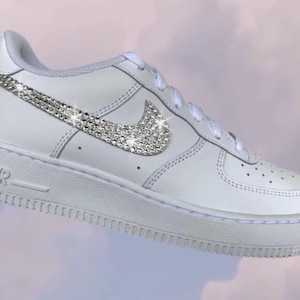 Personalised Air Force 1 White Wedding Sneakers //  Blinged out with sparkling crystals, Custom Bling Workout Shoes, Bridal shoes, custom