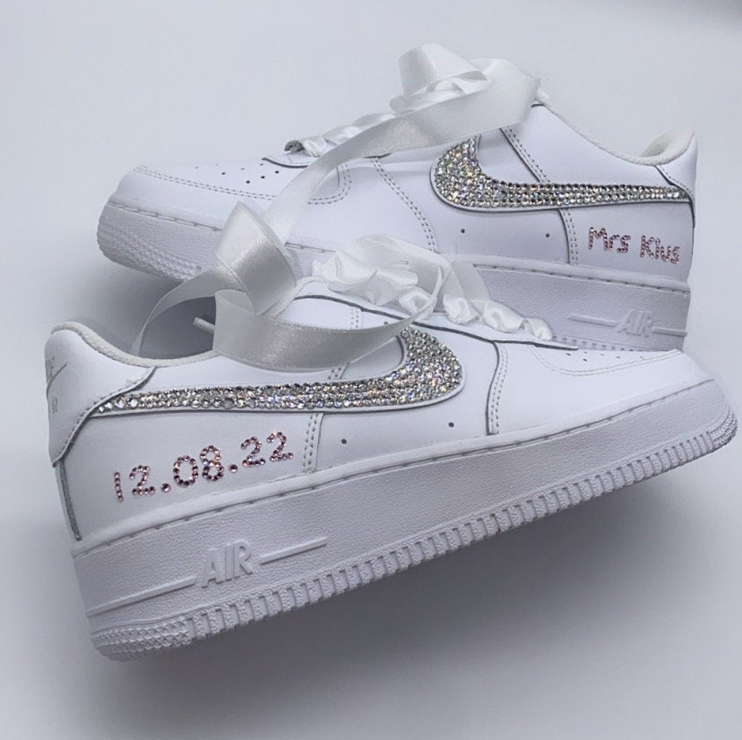 Personalised Nike Air Force 1 White Wedding // - Etsy