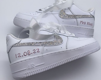 Personalized Crystal Nike Air Force 1 Wedding Sneakers, Bride Gift