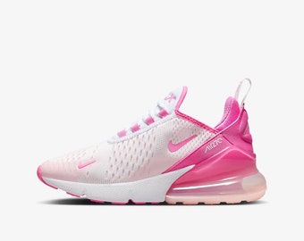 NEW! Swarovski Women's Pink Air Max 270's White & Pink Sneakers Blinged Out With Pink Swarovski Crystals Custom Bling, Shoes, Custom Kicks