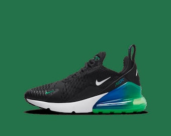 NEW! Swarovski Women's Black, Green & Blue Air Max 270's Sneakers Blinged Out With Swarovski Crystals Custom Bling, Shoes, Custom Kicks