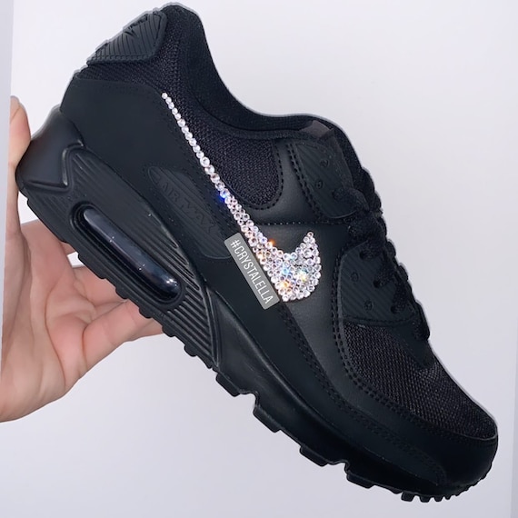 Nike Air Max 90 Black Leather Custom Sneakers