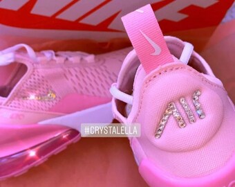 Swarovski Women's Air Max 270's in Pink Sneakers Blinged Out With Sparkling Pink Swarovski Crystals Custom Bling Gift Shoes