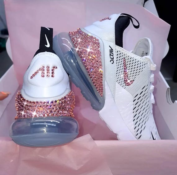Buy Crystal Bling Women's Air Max 270 White Sneakers Blinged Out